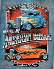 Plaque métal américaine AMERICAN DREAM hot rod 40 x 30 cm
