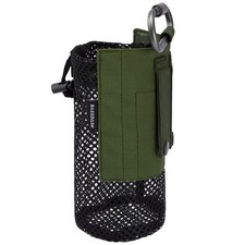 Tactical Molle Water Bottle Pouch with Carabiner Foldable Mesh Holder Bag for Tr