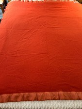 VTG Faribo Twin Blanket Rust Orange 64" x 90.5" 100 Wool with Trim USA