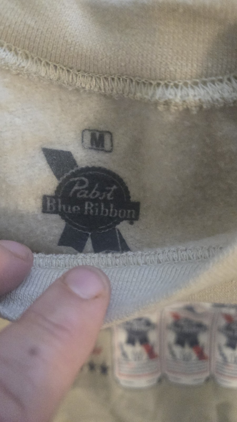 Pabst Blue Ribbon PBR Beer Can Graphic Crewneck Sweatshirt Beige Size M ...