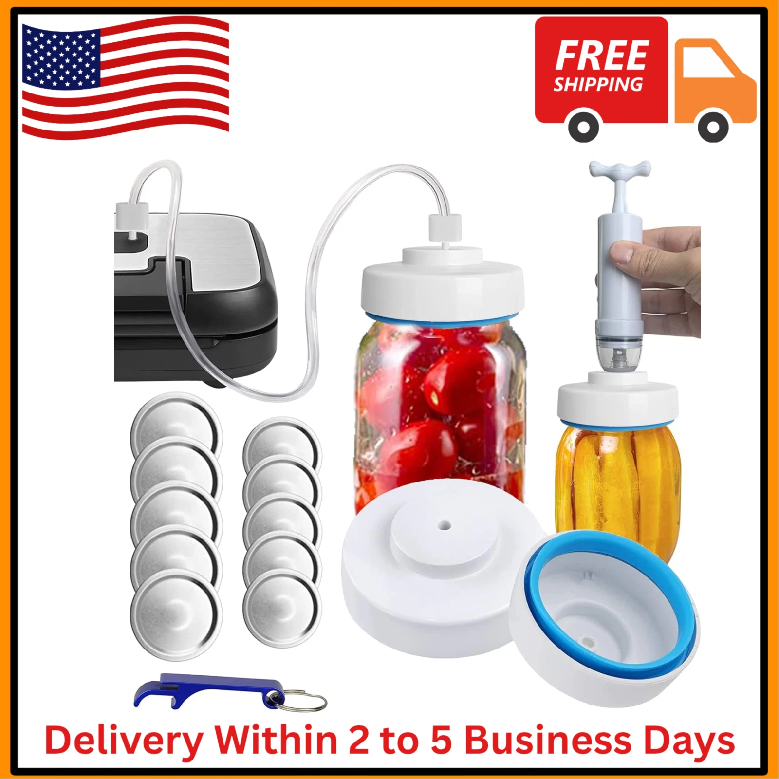 Mason Jar Vacuum Sealer Kit - Manual Hand Pump & Accessories for FoodSaver