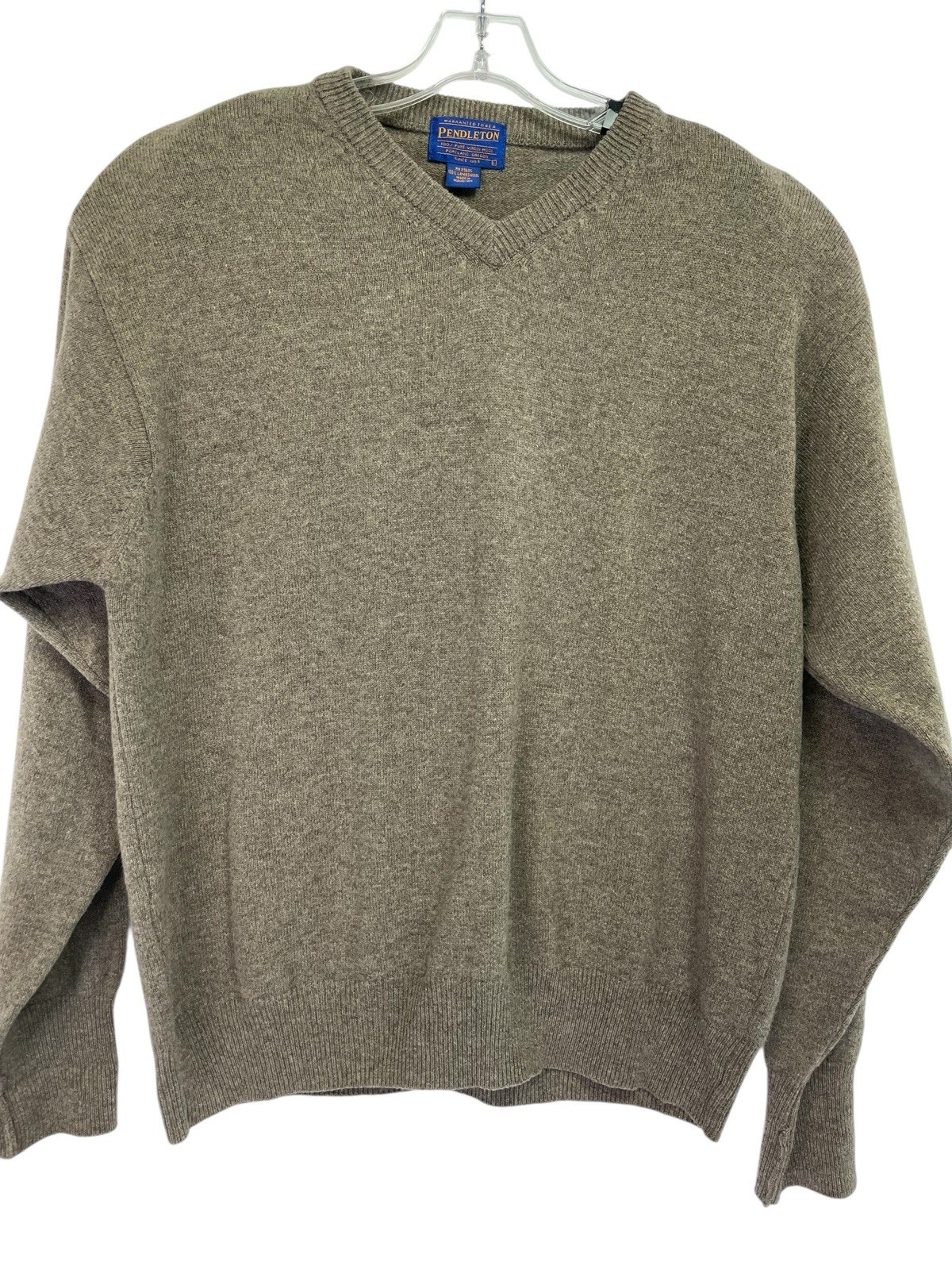 Pendleton 100% Lambswool Brown V-Neck Sweater (N4… - image 1