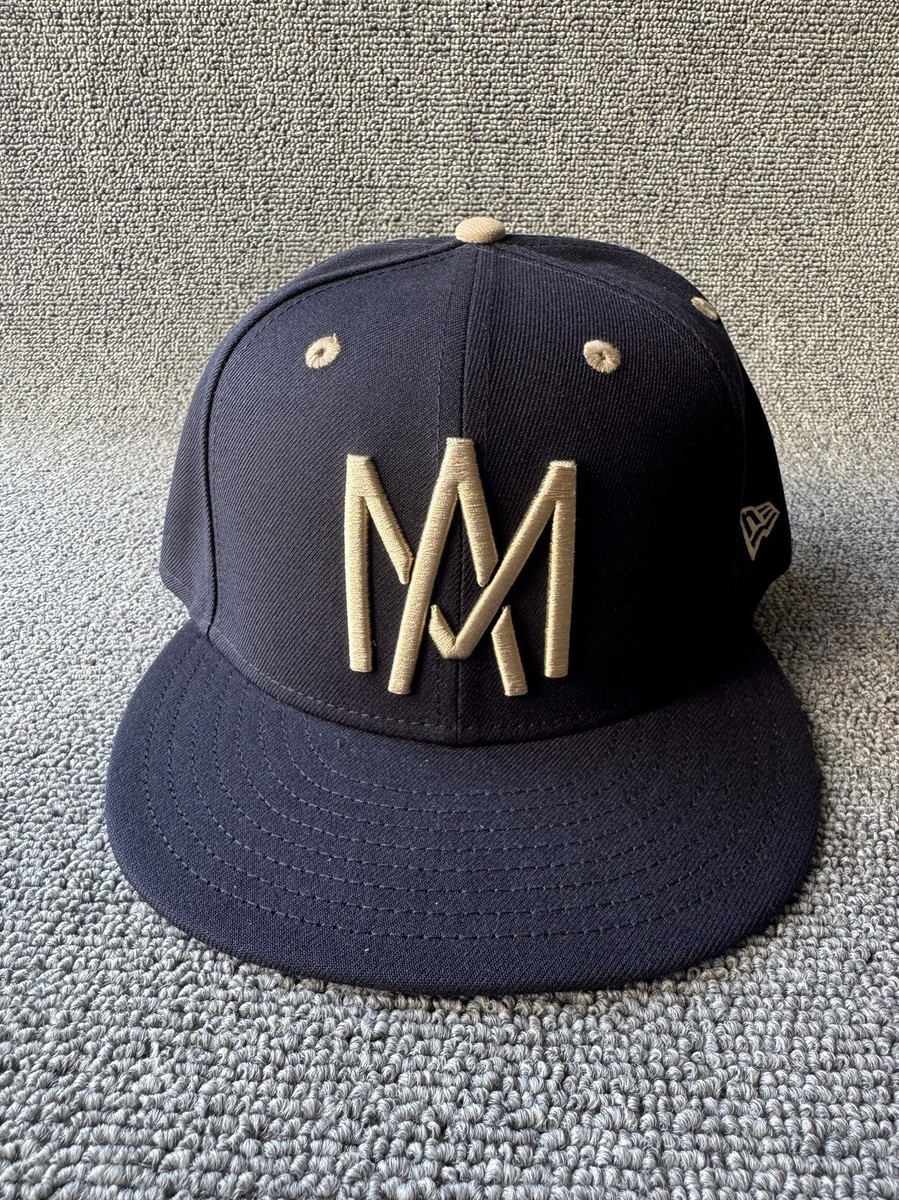 New Era Monogram 59FIFTY Fitted Navy Tan 7 3 4 Flat Brim Hat