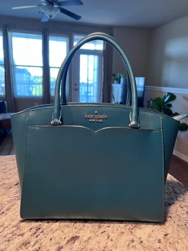 Kate Spade Frannie WKRU6225 Teal Leather Satchel Handbag Excellent Condition