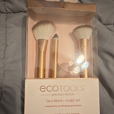 EcoTools Precious Metals Face Blend + Sculpt Set Vegan Cruelty-Free Gold Brushes