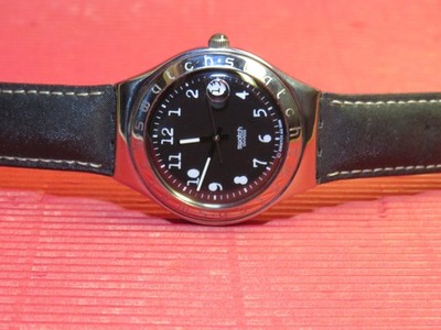 REFURBISHED / neuwertige Swatch Irony Big - BLACK OROBKA  Stofflederband schwarz