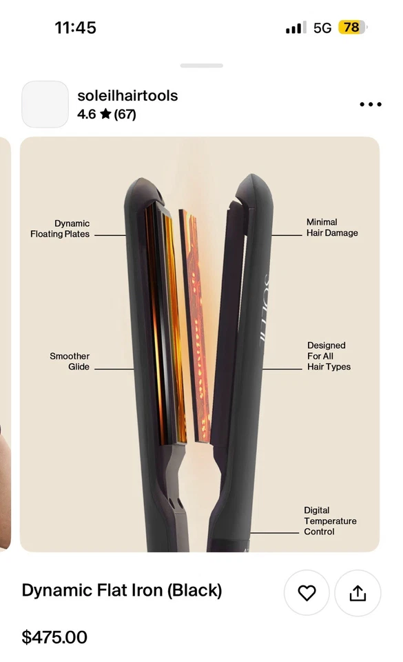 Soleil Professional Solid Ceramic Flat Iron - Image 2 of 4
