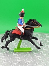 1970s Britain Deetail Napoleonic Waterloo Hussar Cavalry Soldier On Black Horse