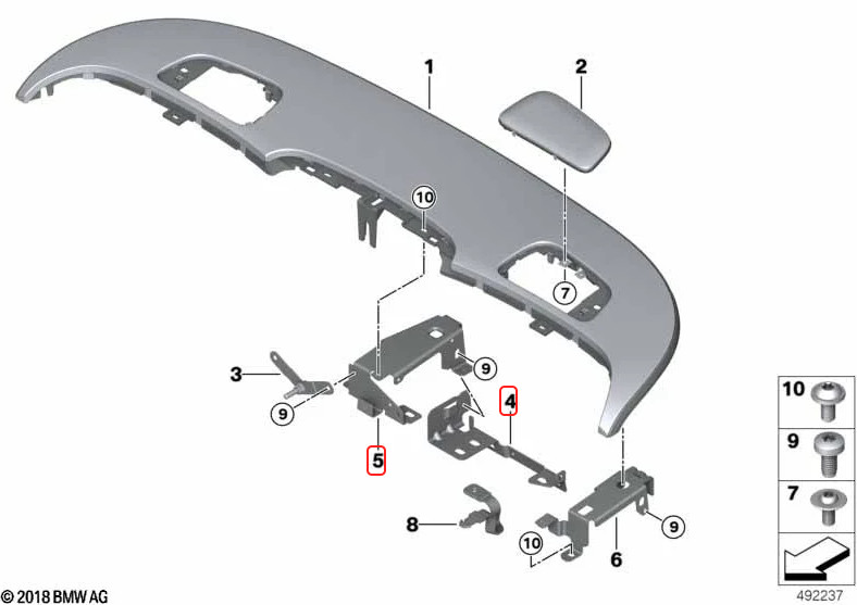 2017-2023 Rolls Royce Dawn RR6 Right Rollover Protection Cover Trim Bracket OEM