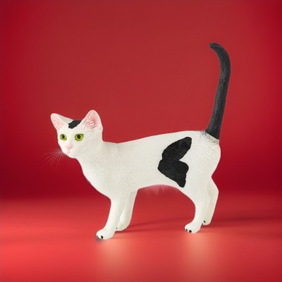 Schleich 10166509-Katze - Farm World - Weiße Katze mit schwarzen Details NEU