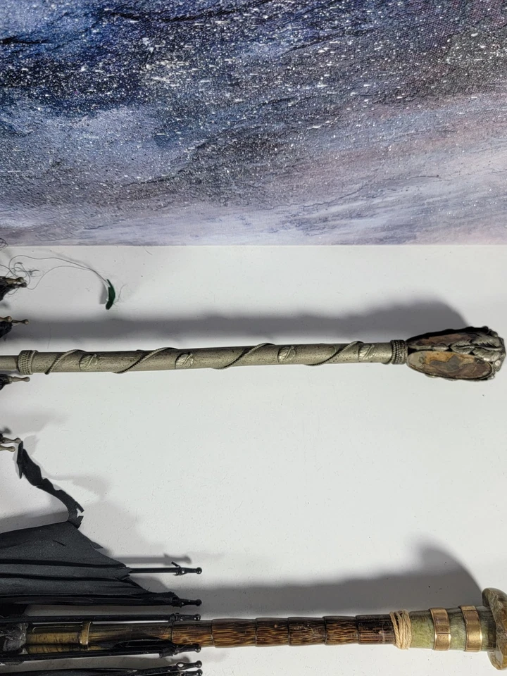 JUEGO DE 5 PARAGUAS ANTIGUOS VICTORIANOS PLATA ORO RELLENO MADREPERLA Foto 2 de 4