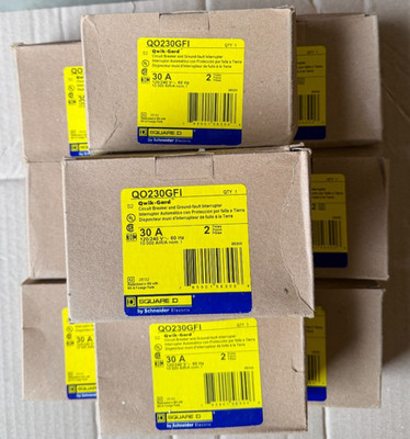 10 PCS Square D QO230GFI 30A 2-Pole GFCI Ground Fault Circuit Breaker QO Series