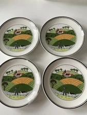 Design Naif by Villeroy & Boch Saucer Plate Set of 4 Dog Walker Scene Laplau Art