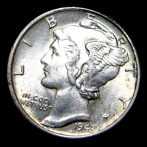 1943 Mercury Dime Silver  ---- Unc Coin --- #550M
