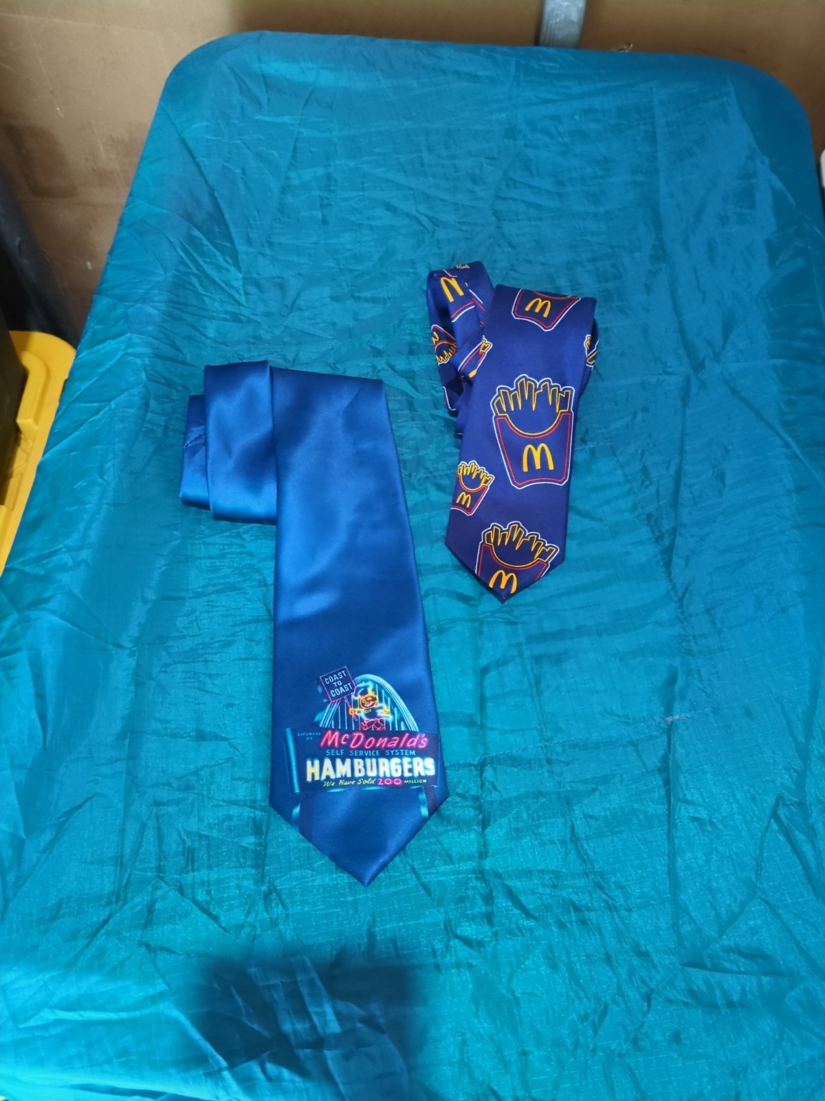2 McDonald’s Corp. Graphic Tie Mens  Manager Blue Big Mac Arch Fries