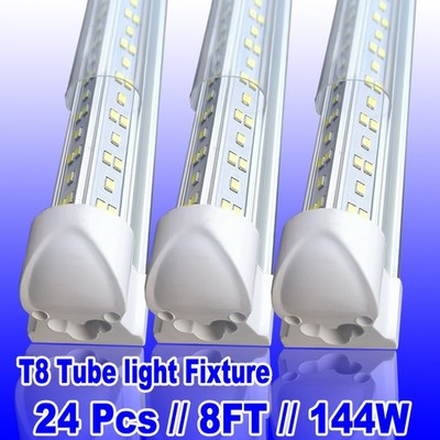 24Pack 8FT LED Tube Light 144w LED Shop Warehouse Light Fixture Garage Light