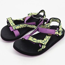 Teva Original Universal Kids Sandals Size 2 Purple Yellow Gorpcore Strappy