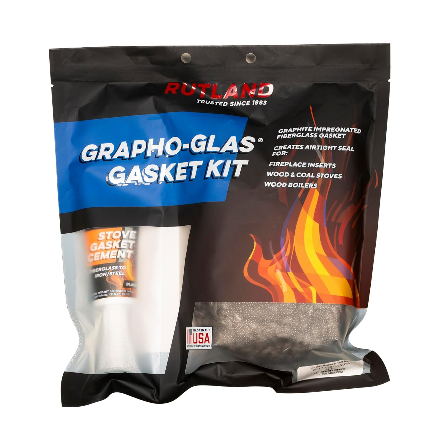 Rutland Wood Stove Gasket Replacement Kit, Graphite Impregna