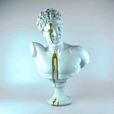 20 Zoll Gold Tropf Hermes Statue - griechische Mythologie Skulptur Marmor...
