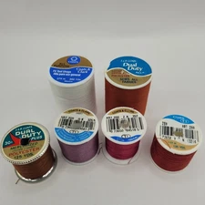 Coats Cotton Covered Polyester Thread Spools - White/Reds/Lavender - 6 spools