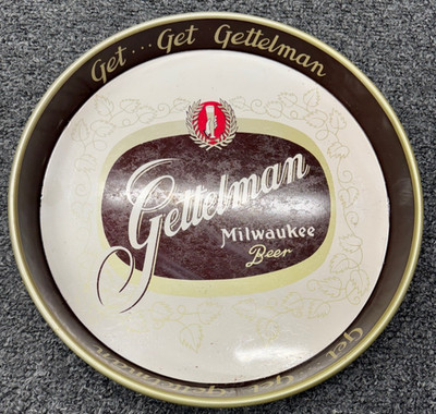 Antique 1950's Get Get Gettelman Beer Tray Milwaukee WI Great Condition 12'' DIA