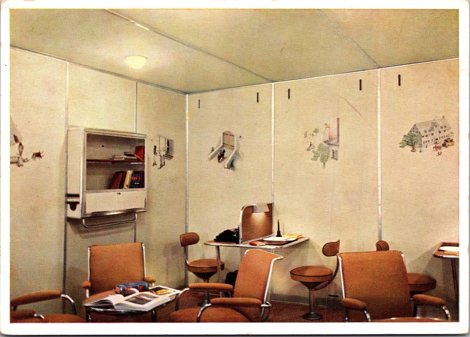 Mint Germany Zeppelin LZ 129 Hindenburg Library Room RPPC Postcard