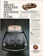 Fiat 1980 Spider 2000 Vintage Print Ad Classic European Sports Car