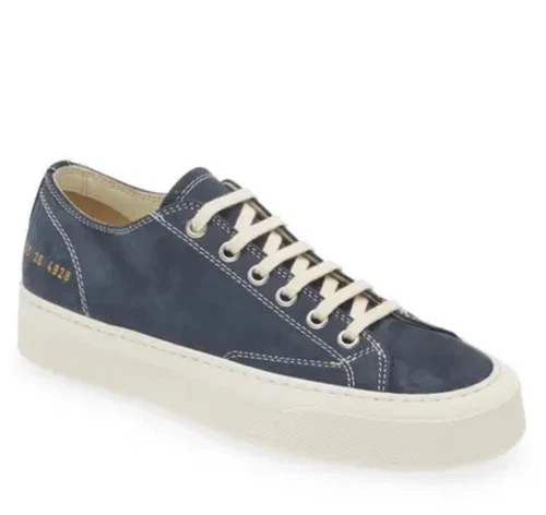 Common Projects Sneakers basse da donna con bordo in pelle taglia 38 EU 8 US blu