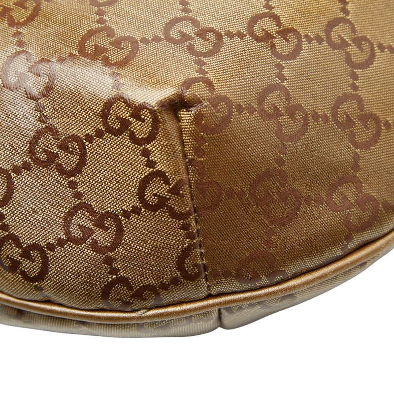 Gucci GG Crystal Sherry Line Crossbody Bag Leather Canvas Gold