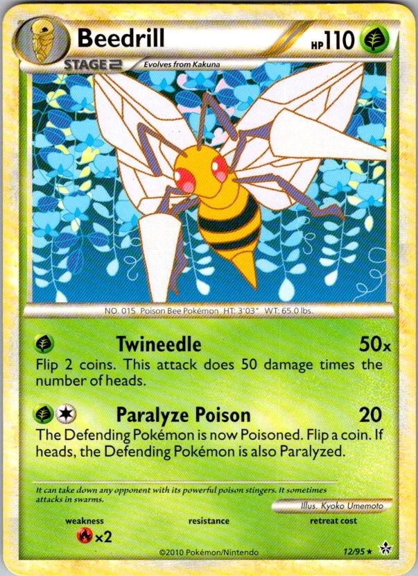 Beedrill 12/95 Rare HGSS Unleashed Pokemon Moderately Played