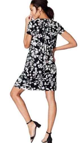 J. Jill Wearever Collection Floral Dress Black & White Short Sleeve Small Petite - Picture 2 of 12