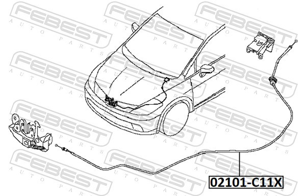 FEBEST 02101-C11X Bonnet Cable for NISSAN,NISSAN (DFAC)