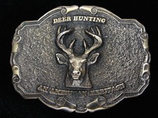 QG15103 VINTAGE 1977 DEER HUNTING AN AMERICAN HERITAGE BELT BUCKLE