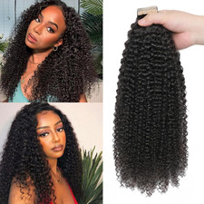 Hotlulana 60Pcs Tape In Hair Extensions Human Hair Black Girl Kinky Curly Tape