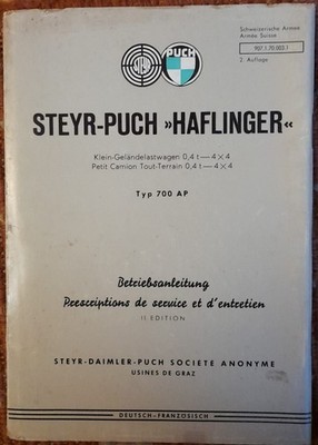 Steyr Puch Haflinger Typ 700 AP  Betriebsanleitung deutsch + francais