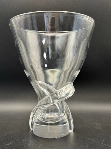 Vintage Signed Steuben Crystal Spiral Vase 8058 by David Pollard MCM See pics