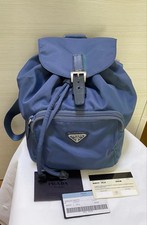 Zaino PRADA Denim Nylon Blu Piccola Borsa Autentica con Carta e Garanzia