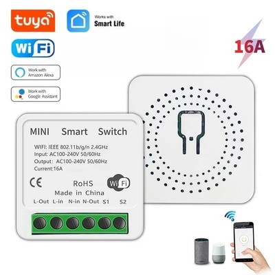 Tuya 16A MINI Wifi Smart Switch Alexa Google 2-Wege Steuerung Relais Timer Modul