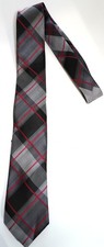 NEW GRAY/BLACK PLAID SILK NECKTIE