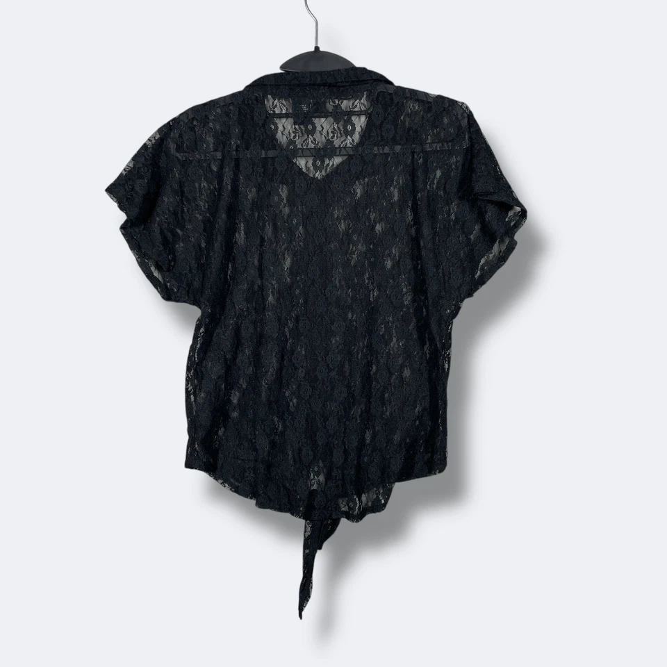 Top Tejedores S/s Floral Encaje Abotonado Para Mujer S Negro Transparente Romántico Capricho Foto 4 de 4