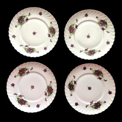 Set of 4 Royal Tettau 6 1/2''  Bread Plates Viola Platinum Trim Germany MINT Cond