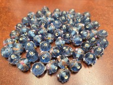 200 PCS BLUE ROUND FANCY GLASS GLASS BEADING BEADS 1/2"
