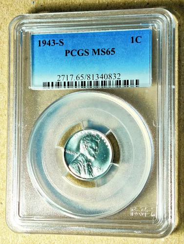 1943 S  Lincoln Cent - PCGS MS65