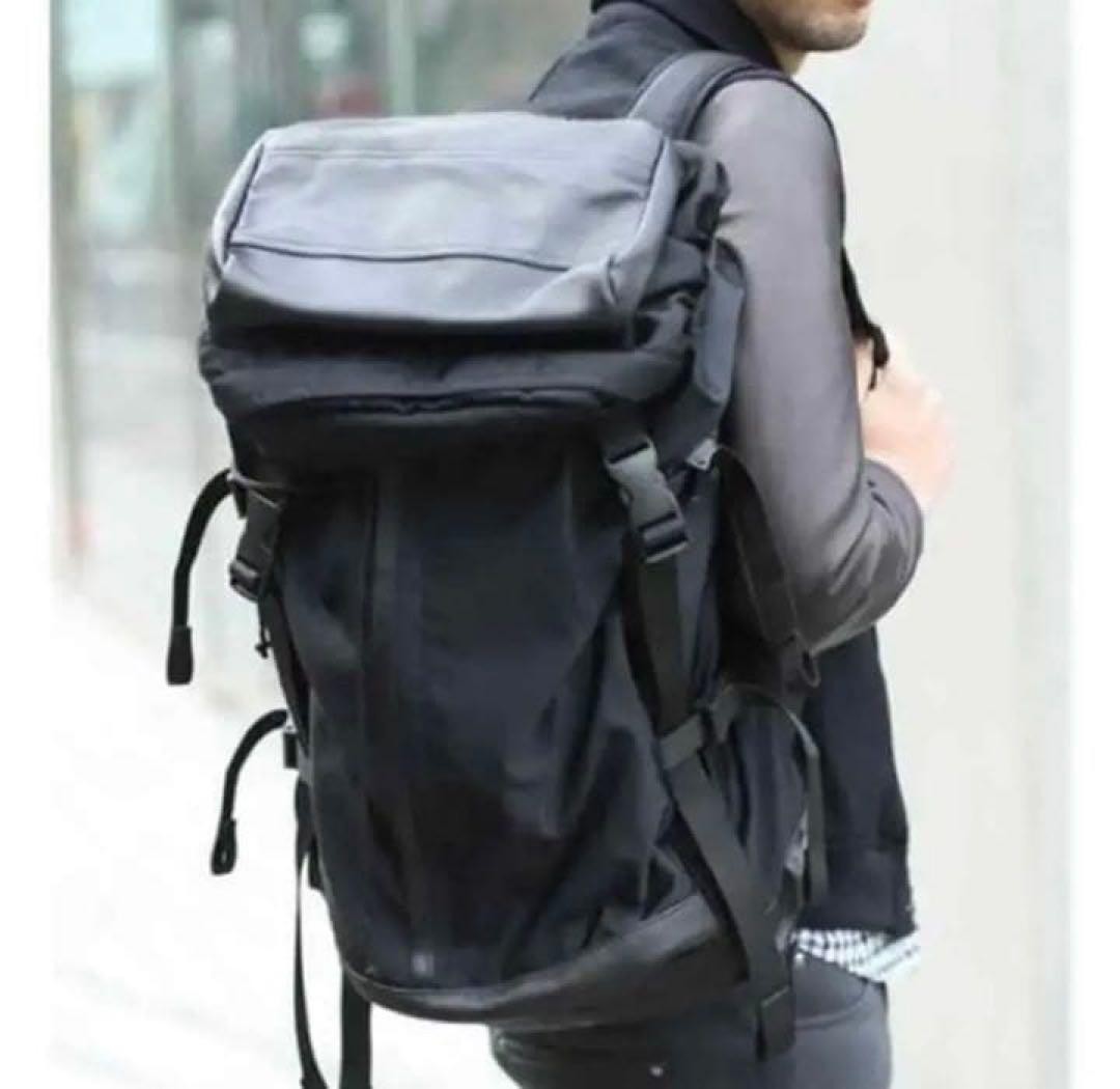 Studious allblack leather nylon backpack, large c… - image 6