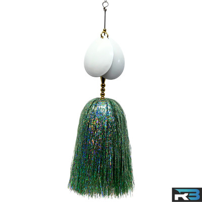 Musky Bucktail Lure 8.5'' Double #8 Blades Flash Single Treble Hook (Mint)