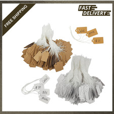 1000pcs Kraft and White Price Tags with Strings Writable Hanging Labels for