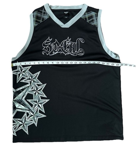 Vintage So-Cal Tank Top XL Herren schwarz bestickt Sterne Basketball Trikot Y2K - Bild 5 von 6