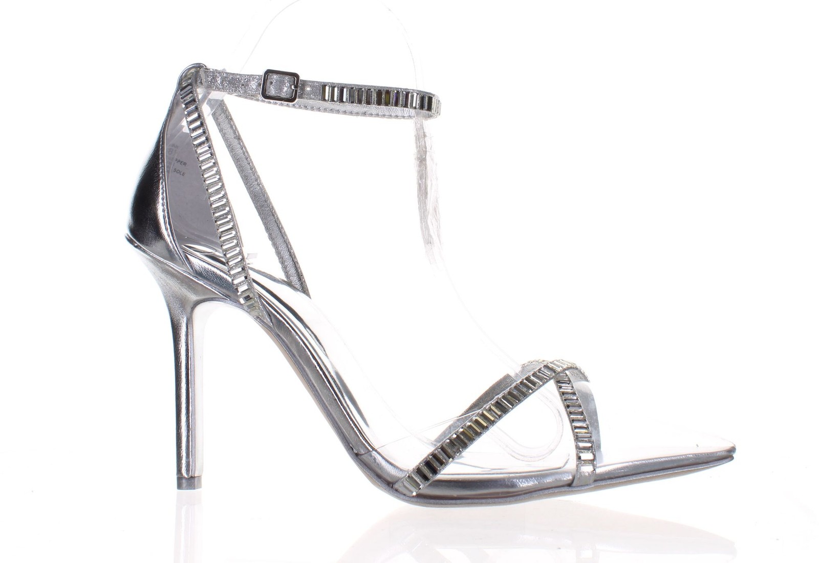 JLO Jennifer Lopez Womens Parlan Clear Ankle Strap Heels Size 8 7820221