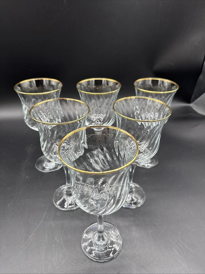 CONJUNTO DE 6 TAÇAS DE VINHO CRISTAL ARO DOURADO MAXIM CIRCLEWARE, Vintage - Imagem 2 de 4