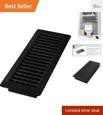 Sleek 4x12 Black Louvered Plastic Floor Register - Quality Assured Design